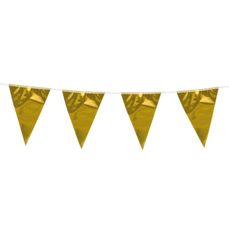 Boland - 10m Giant Foil Triangular Bunting (Gold) - Fancy Dress Central