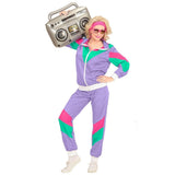 Widmann - 80s Shell Suit Costume (Purple/Pink/Green) - Adult - Fancy Dress Central