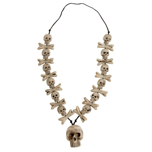 Widmann - Skulls & Cross Bones Necklace - Adult - Fancy Dress Central