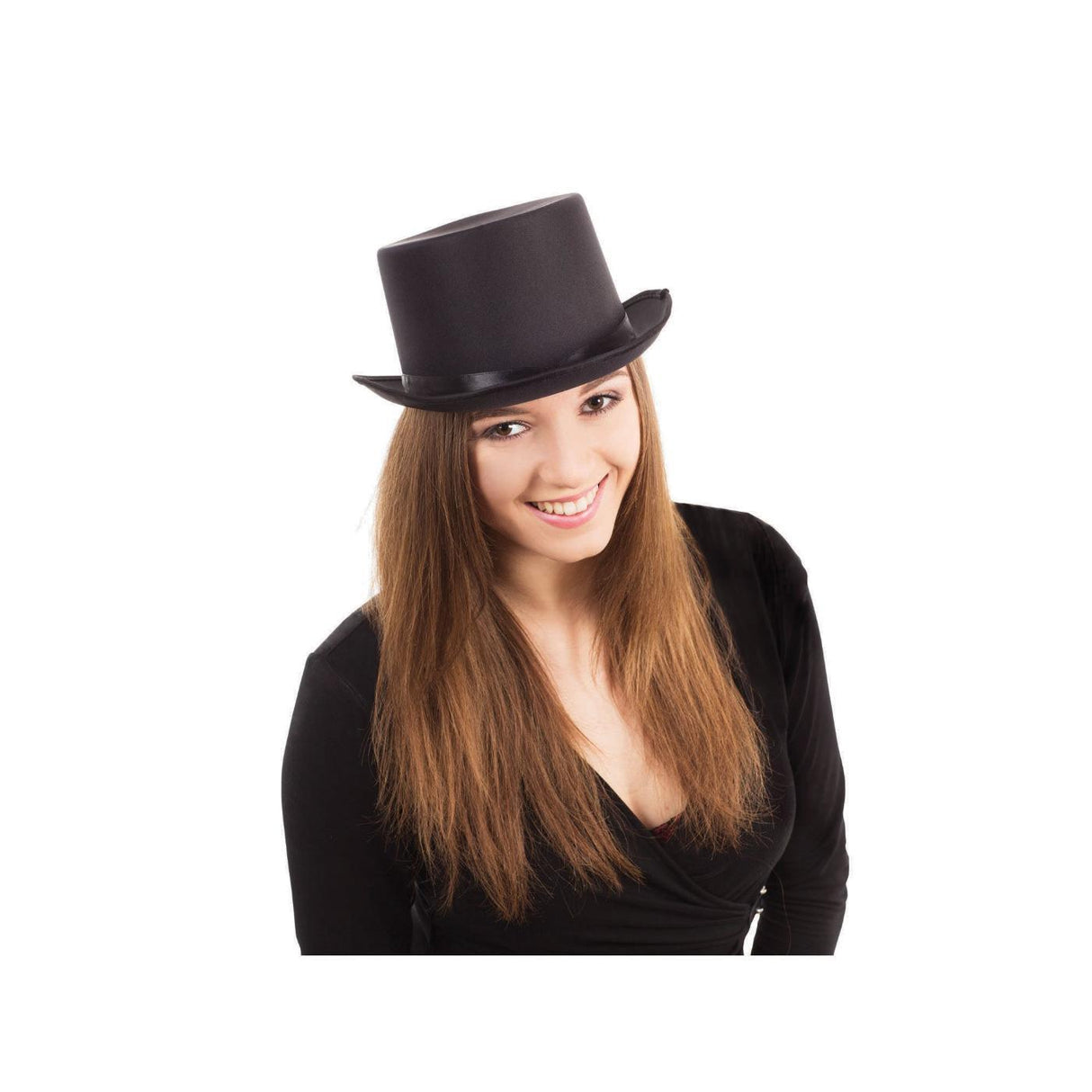 Satin Look Top Hat (Black) - Adult