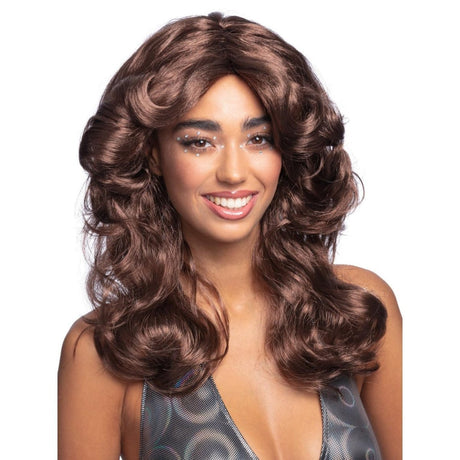 Smiffys - 70s Flick Wig (Brown) - Women - Fancy Dress Central