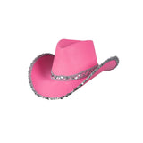 Sequin Texan Cowboy Hat (Hot Pink) - Adult