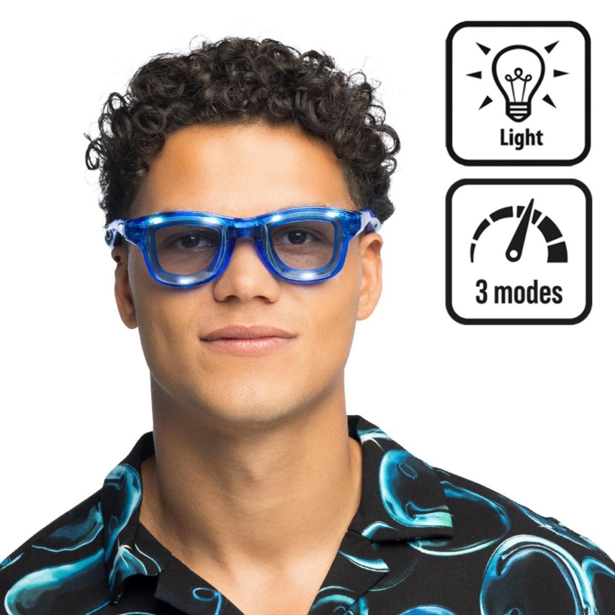 Boland - Blink LED Party Glasses (Blue) - Adult - Fancy Dress Central