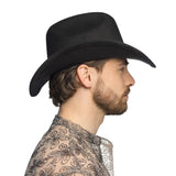 Boland - Silver Hearts Cowboy Hat (Black) - Adult - Fancy Dress Central
