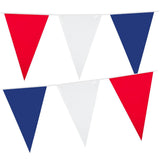 Boland - 10m Coloured Triangular Bunting (Blue/White/Red) - Fancy Dress Central