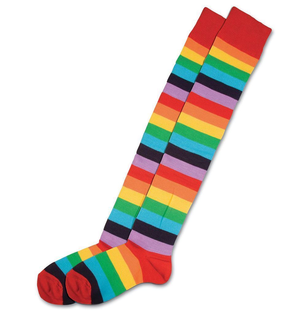 Multicoloured Stripe Clown Socks - Adult