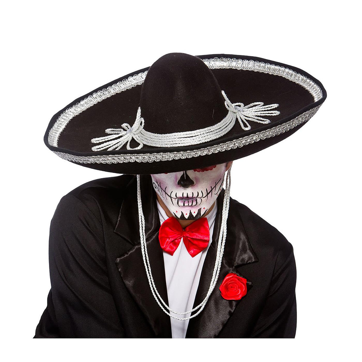 Wicked Costumes - Black Sombrero with White Trim - Adult