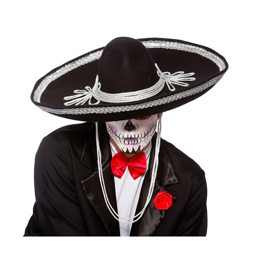 Wicked Costumes - Black Sombrero with White Trim - Adult - Fancy Dress Central