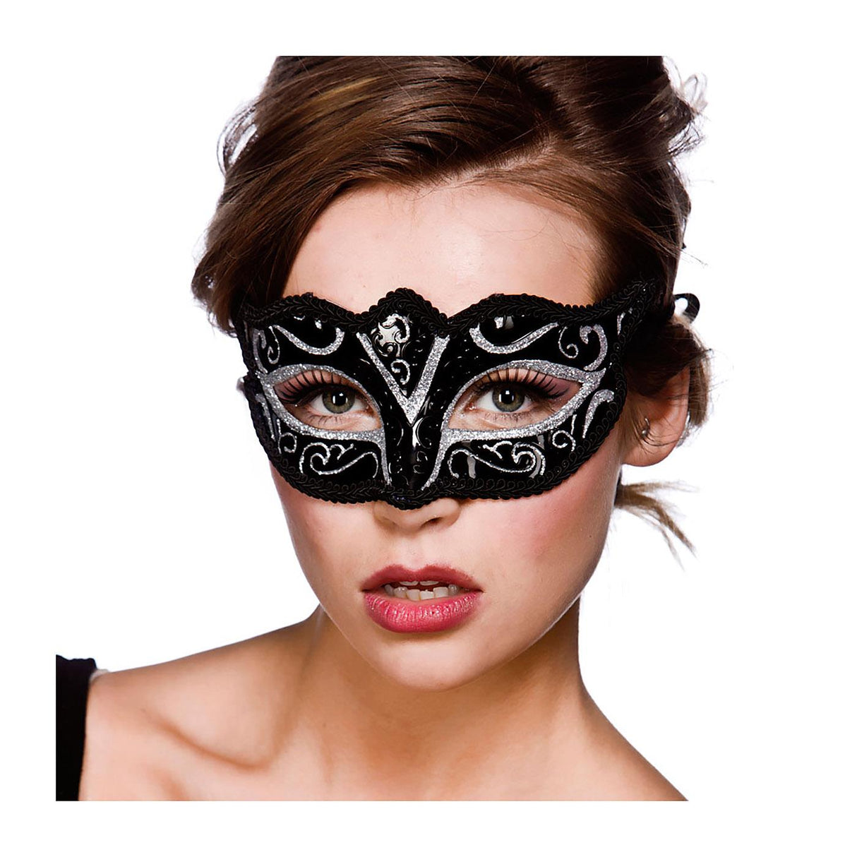Verona Masquerade Eye Mask (Silver Glitter) - Adult