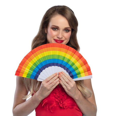 Boland - Rainbow Festival Hand Fan (6 Pack) - Adult - Fancy Dress Central