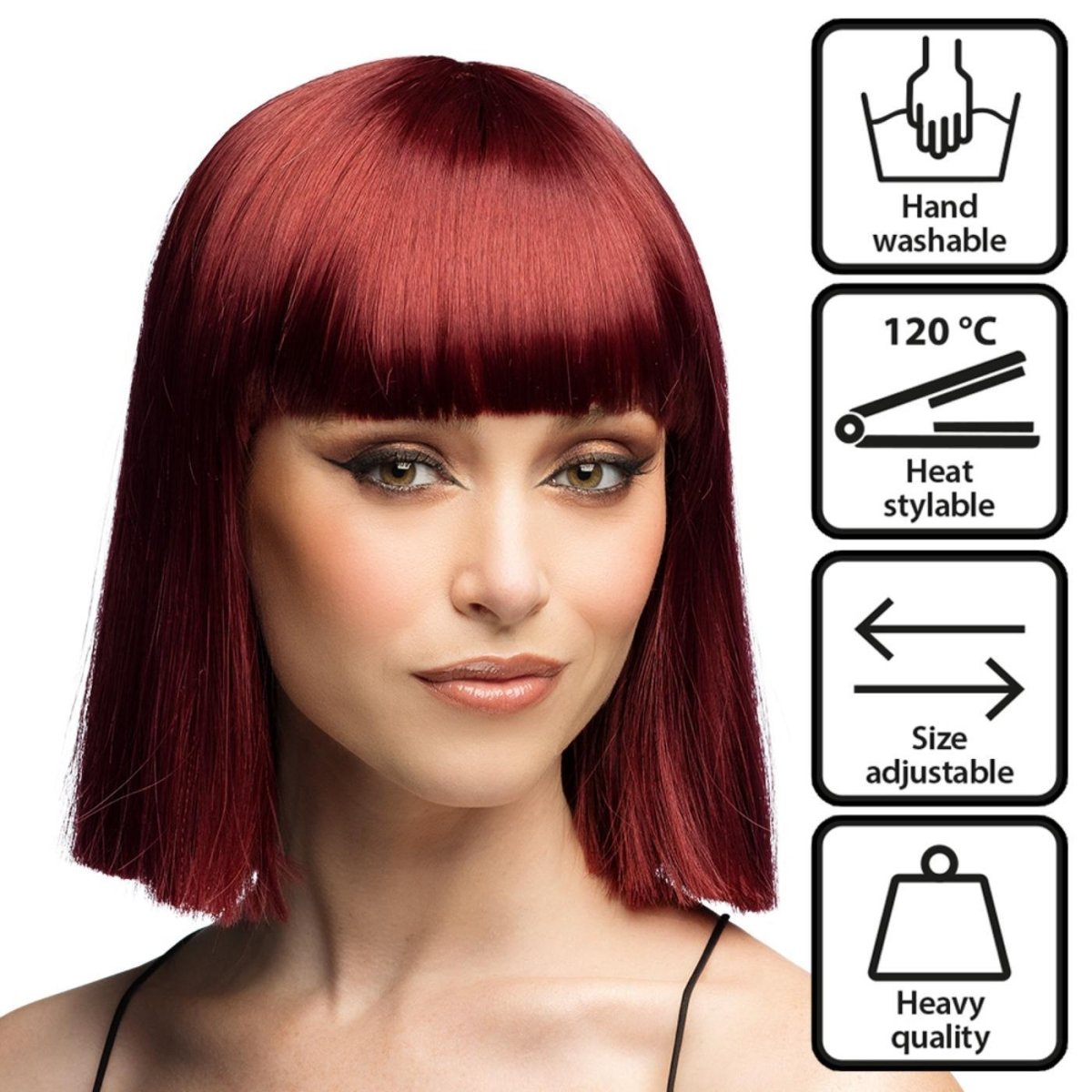 Fancy Dress Central - Bob Wig with Fringe (Brown) - Adult - Fancy Dress Central