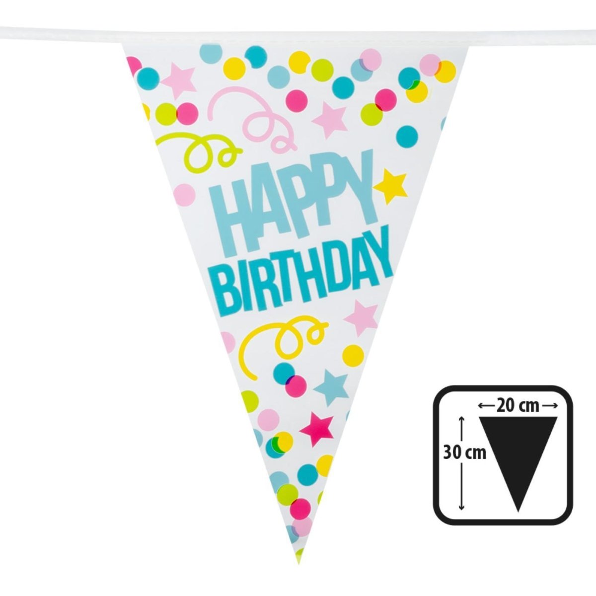 Boland - 6m Happy Birthday Triangular Bunting - Fancy Dress Central