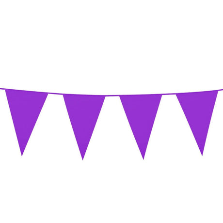 Boland - 10m Giant Coloured Triangular Bunting (Purple) - Fancy Dress Central
