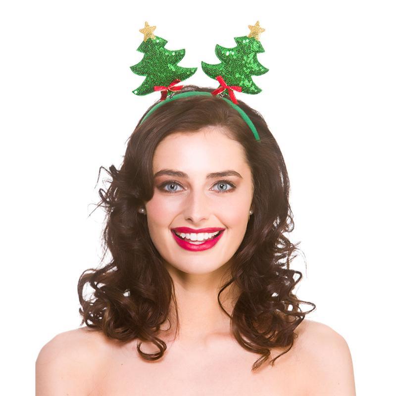 Sequin Christmas Tree Boppers on a Headband - Adult