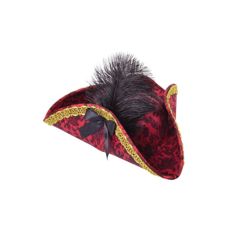 Rubies - Tricorn Pirate Hat (Red) - Adult - Fancy Dress Central