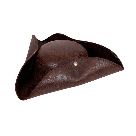 Distressed Faux Leather Pirate Hat (Brown) - Adult