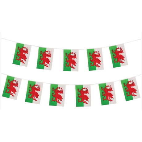 Wicked Costumes - 4m World Country Flag Rectangle Bunting (Wales) - Fancy Dress Central