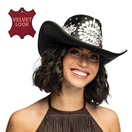 Boland - Crystal Cowboy Hat (Black) - Adult - Fancy Dress Central
