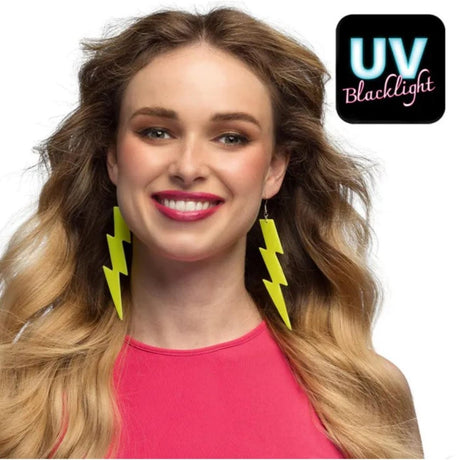 Boland - Lightning Flash Earrings (Yellow) - Women - Fancy Dress Central