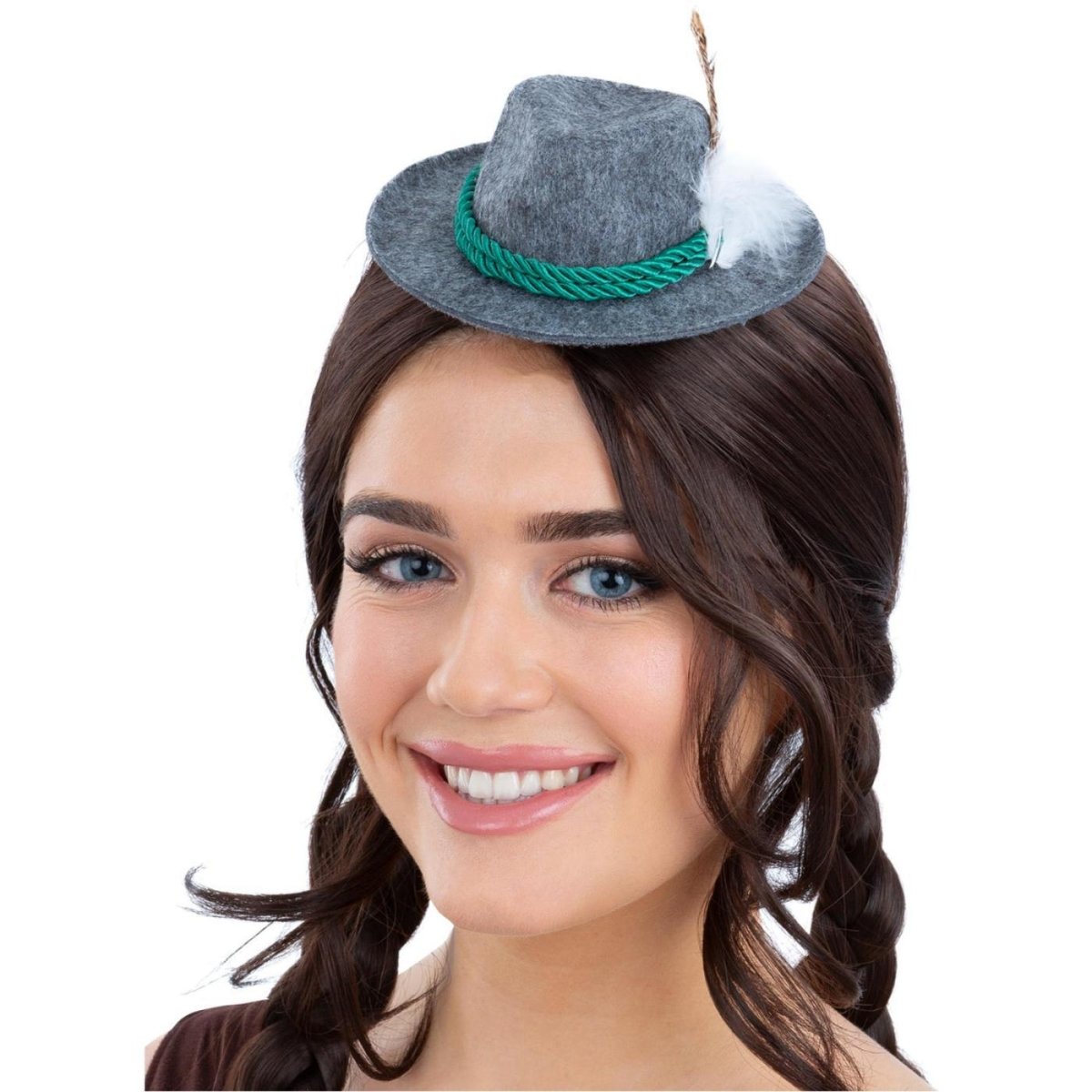 Smiffys - Mini Bavarian Hat on a Headband (Grey) - Women - Fancy Dress Central