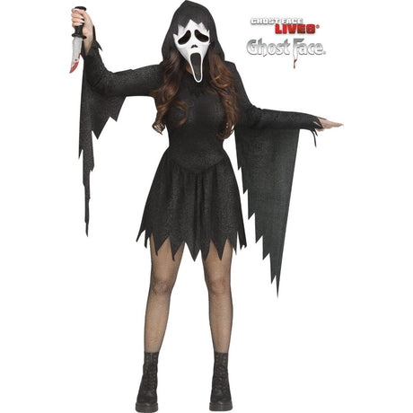 Wicked Costumes - Ghost Face Black Glitter Costume - Women - Fancy Dress Central