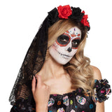La Rosa Day of the Dead Headband with Veil - Women