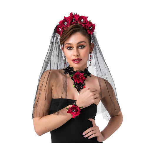 Wicked Costumes Ltd - Day of the Dead Accessory Set (4 Piece) - Adult - Fancy Dress Central