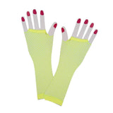 80s Fishnet Long Mesh Gloves Neon Fancy Dress Accessory Rave Punk Ladies Rock