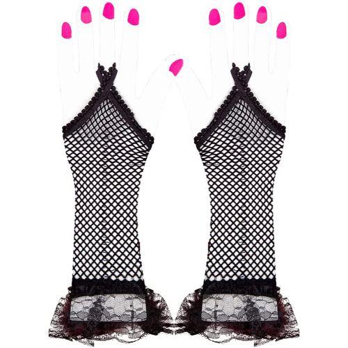 80s Fishnet Long Mesh Gloves Neon Fancy Dress Accessory Rave Punk Ladies Rock