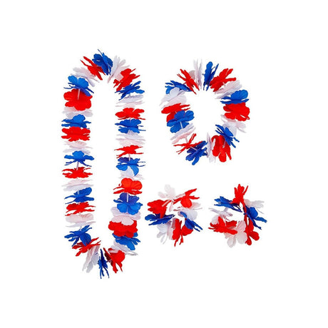 Wicked Costumes - Hawaiian Lei Set (Red/White/Blue) - Adult - Fancy Dress Central