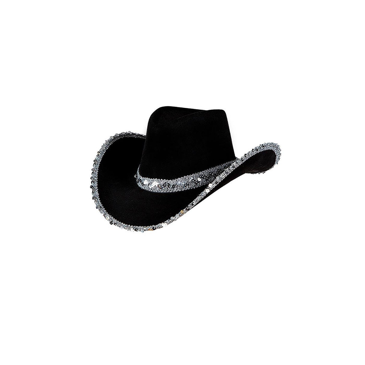 Black Texan Cowboy Hat with Sequins - Adult