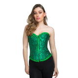Wicked Costumes - Satin Patterned Corset (Green) - Women - Fancy Dress Central
