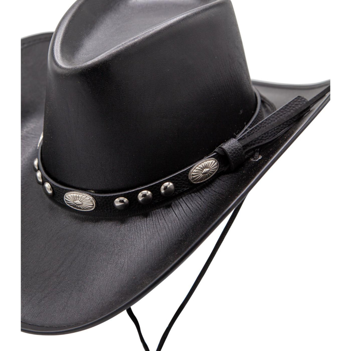 Faux Leather Texan Cowboy Hat (Black) - Adult