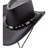 Faux Leather Texan Cowboy Hat (Black) - Adult
