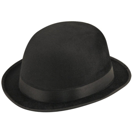 Henbrandt Ltd - Velour Bowler Hat (Black) - Adult - Fancy Dress Central