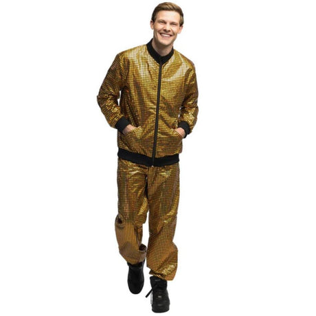 Boland - Disco Diamond Dude Shell Suit Costume (Gold) - Men - Fancy Dress Central