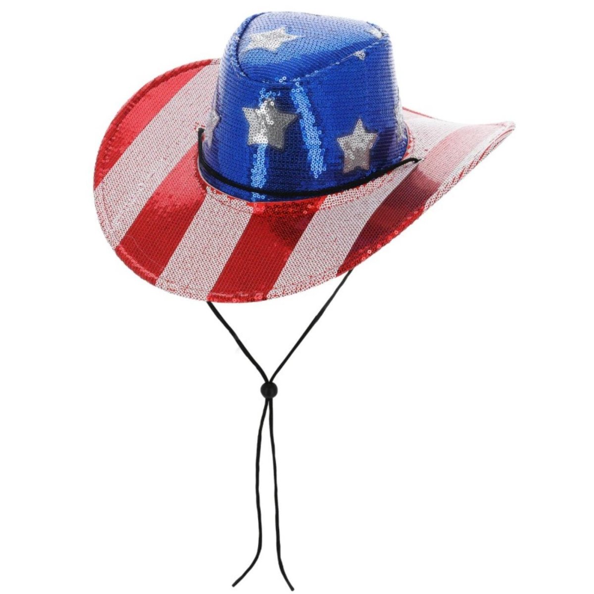 Smiffys - Sequin Stars & Stripes American Cowboy Hat - Adult - Fancy Dress Central