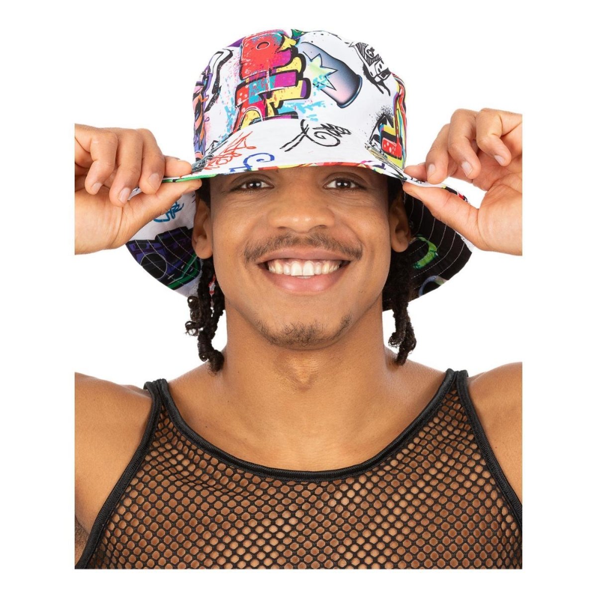 Smiffys - 90s Graffiti Bucket Hat - Adult - Fancy Dress Central
