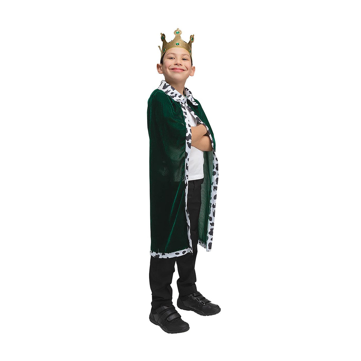 Velvet Robe & Crown (Green & Cowprint) - Child