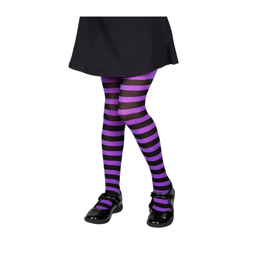 Wicked Costumes - Tights (Purple & Black Stripe) - Child - Fancy Dress Central