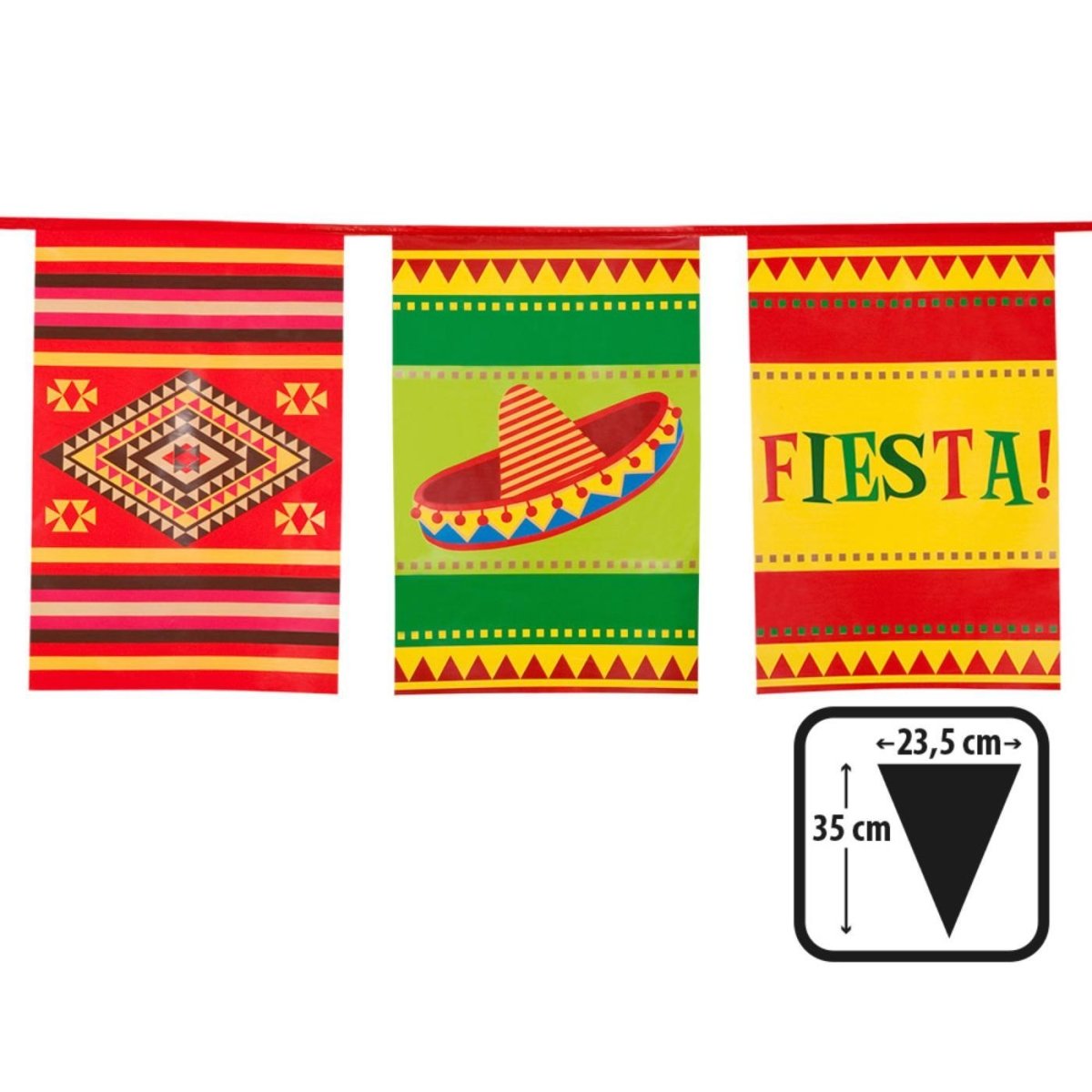 Boland - 10m Mexican Fiesta Rectangle Bunting - Fancy Dress Central