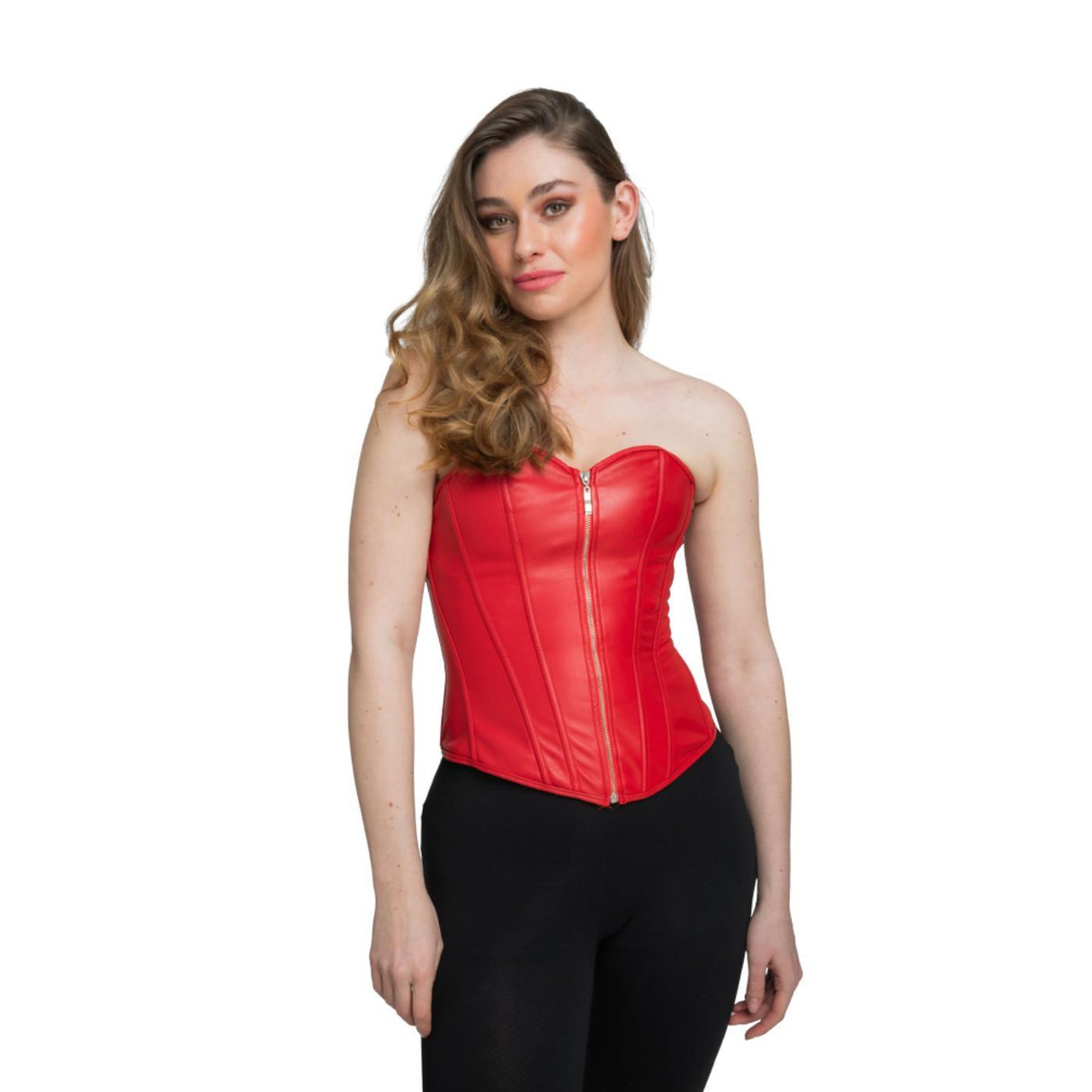 Faux Leather Corset (Red) - Women