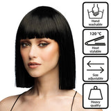 Fancy Dress Central - Bob Wig with Fringe (Black) - Adult - Fancy Dress Central