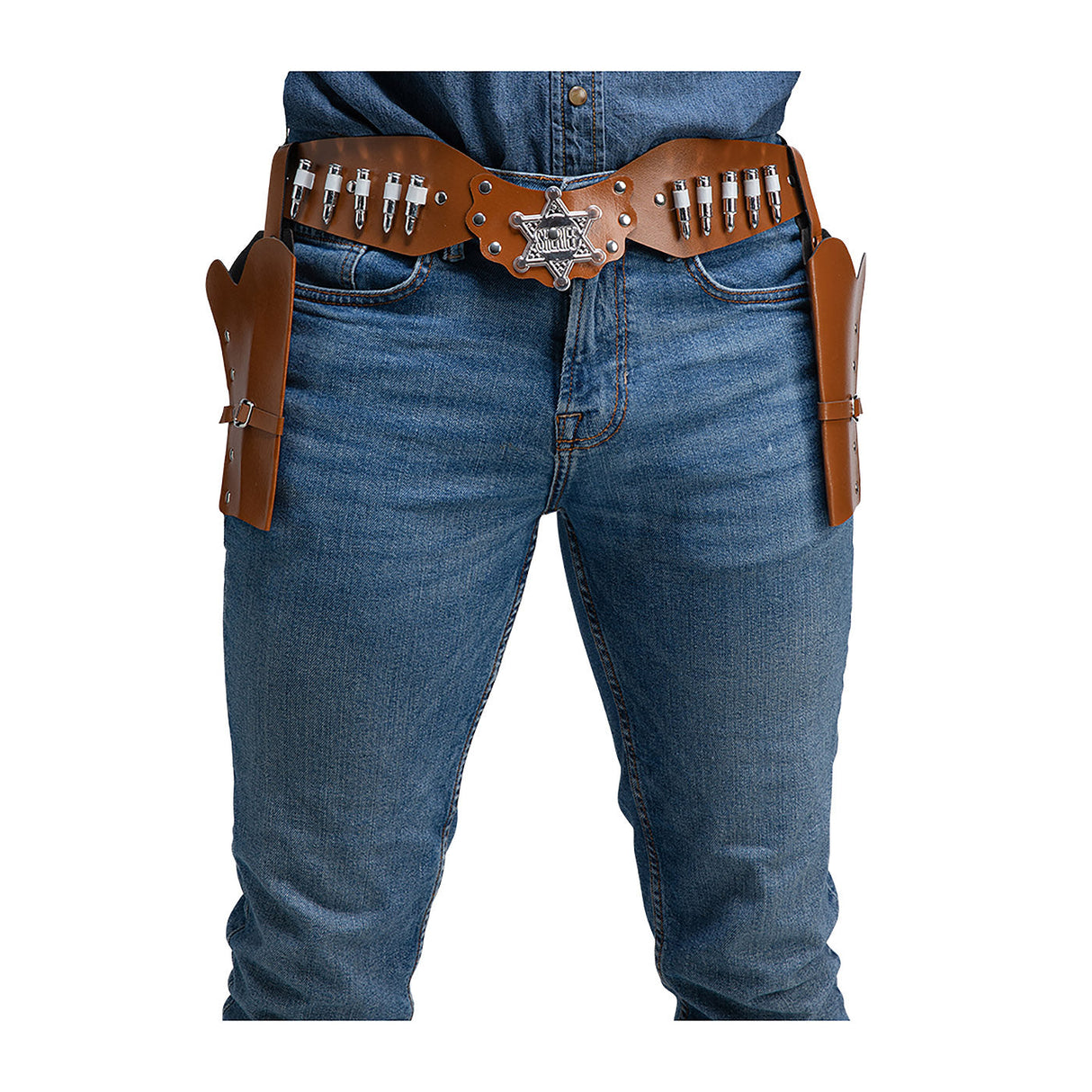 Brown Cowboy Belt with 2 Holsters - Adult