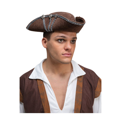 Wicked Costumes - Brown Pirate Hat with Silver Trim - Adult