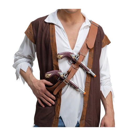 Wicked Costumes Ltd - Double Pirate Holsters with Pistols - Adult - Fancy Dress Central