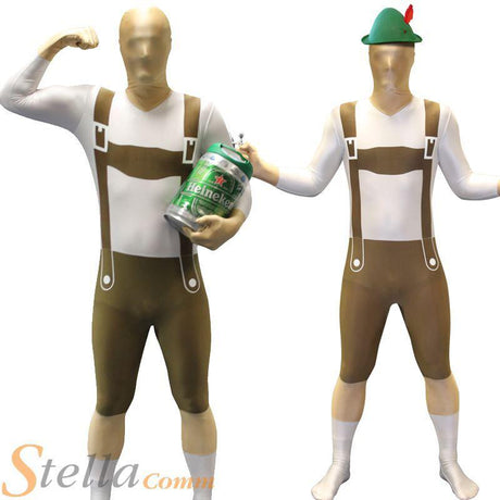 Adult Morphsuit Fancy Dress Costume - Lederhosen Medium