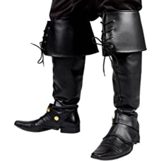 Boland - Black Pirate Boot Covers - Adult - Fancy Dress Central