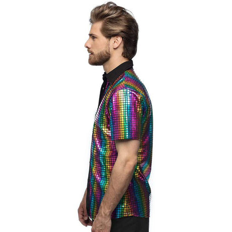Boland Disco Diamond Rainbow Shirt Men's Fancy Dress