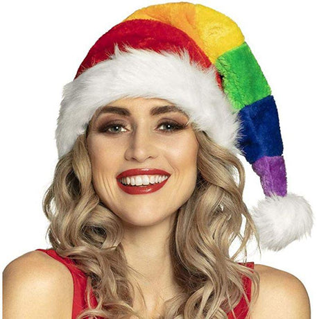 Boland Rainbow Santa Party Hat Adult Fancy Dress Accessory